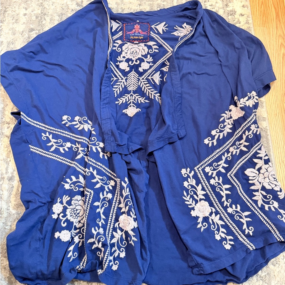 Johnny Was Blue Embroidered Kimono